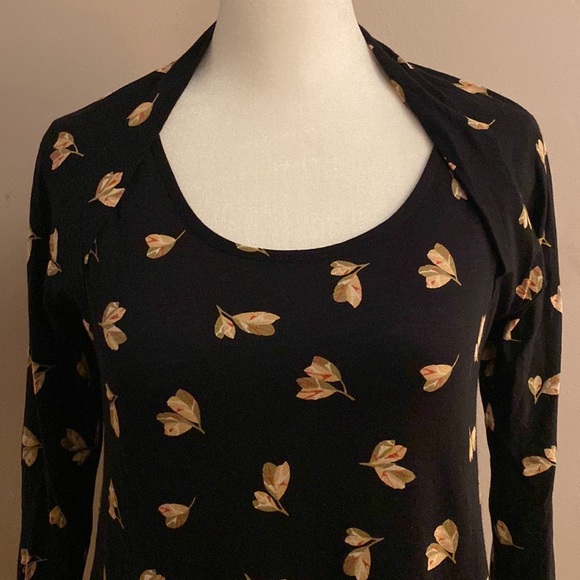 Lucky Brand Floral Bolero Style Three Quarter Sleeve Top - Picture 2 of 12
